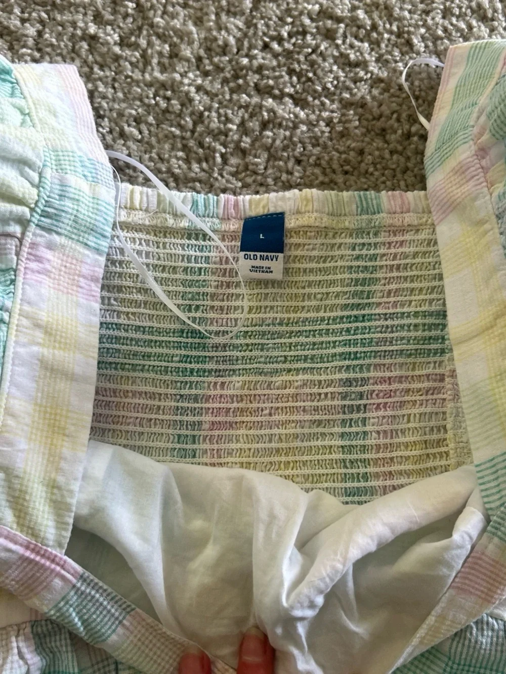 women’s Pastel Plaid Puff-Sleeve Top - Unbranded
